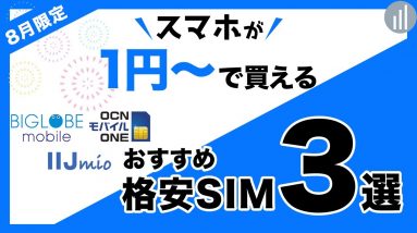 ＜スマホが1円〜＞キャンペーン価格で端末とセットが安い【 おすすめ格安SIM 3選】