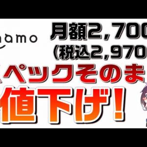 ドコモのahamoが値下げ！月額2,970円（税込）月額2,700円（税抜）