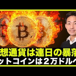 仮想通貨は連日の暴落！ビットコインは２万ドルへ？