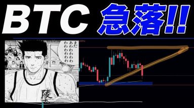 【BTC突如急落!!】このラインを割らなければまだ大丈夫です。【仮想通貨】【ビットコイン】
