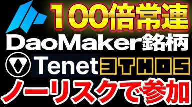 【100倍銘柄続出】ノーリスクで参加して大金をゲットできるかもしれない最強IDOプラットフォームの注目トークンと参加方法【Dao Maker】【ETHOS】【TENET】