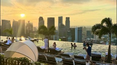 【実写ライブ】シンガポールの船のビル屋上プールからお金の勉強配信